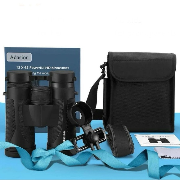 Adasion 12x42 Powerful HD Binoculars with Smartphone Accessories/Adapters NWT - Picture 1 of 6